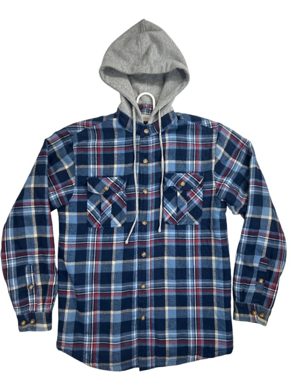 Lanesboro Men's S Sherpa Lined Flannel Shirt Plaid Button Up Hooded Outdoor